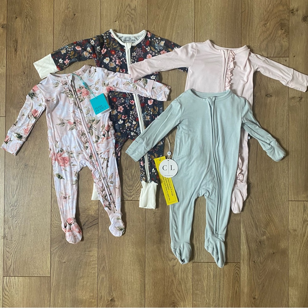 Baby Girl Bamboo Romper / Sleeper Size 3-6 Months Caden Lane Posh Peanut